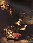 Rembrandt The Holy Family with Angels painting